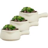 Evene Mini Çiçek Saksı Küçük Sukulent Kaktüs Saksısı 3'lü Set Mini Tava Model - Beyaz