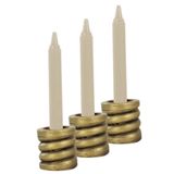 Evene Mumluk Şamdan 3 Adet Tealight ve İnce Mum Uyumlu Spiral Model, ALTIN ESKİTME