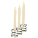 Evene Mumluk Şamdan 3 Adet Tealight ve İnce Mum Uyumlu Spiral Model, GÜMÜŞ ESKİTME