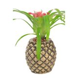 Evene Saksı Çiçek Kaktüs Saksısı Lüx 15 Cm Altın Eskitme Varak Boyalı Ananas Desen Saksı Çiçeklik, e.ananaskucuktek
