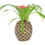 Evene Saksı Çiçek Kaktüs Saksısı Lüx 15 cm Ananas Desen Saksı Çiçeklik - Altın