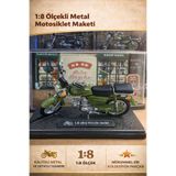 EVENT Metal Retro Motosiklet 1:8 Ölçek Die-Cast Koleksiyonluk Vintage Motor Maketi Oyuncak Biblo Haki