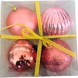Event Party Store 4'lü Set 10 cm Plastik Rose Yılbaşı Top Ağaç Süsü