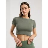 Ever Relaxed Rib Haki Kadın Crop Tişört - XS