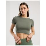 Ever Relaxed Rib Haki Kadın Crop Tişört