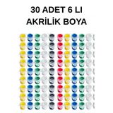 everart 30 adet Akrilik Boya 6 Renk Etkinlik Boyama , Tuval, Workshop, Taş Boyama