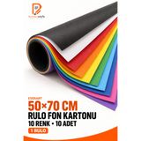 everart 50x70 Cm Fon Kartonu 10'lu 10 Renk 1 Rulo Fon Kartonu