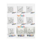 everart 9 adet Çocuk Tuval Boyama Seti - Çocuk Gelişim,20x20 Tuval, Boya Seti, Fırça