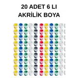 everart Akrilik Boya 6 Renk Etkinlik Boyama 20 Adet, Tuval, Workshop, Taş Boyama