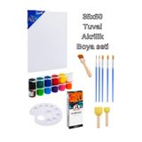 everart Akrilik Boyama Seti 35x50 Tuval, 12x22ml Boya, Fırça, palet