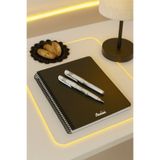 everart Kare Siyah Yapraklı A5 boyutunda Anı Defteri + 2 Adet Uni-ball Um-153 Signo Broad Beyaz 1.0 Mm Kalem