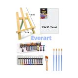 everart Masaüstü Şövale Akrilik Boya Seti Başlangıç Seti, Çocuk Şövale, Boyama, Fırça, Tuval Full Set