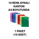 everart Metalik Aynalı Fon Kartonu A4 Boyutunda. 10 Ana Renk. 1 Paket