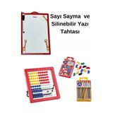 everart Raylı Abaküs, Sayı Çubuğu, Sayı Boncuğu ve Çift Taraflı Yazı Tahtası Silinebilir kırmızı renk