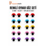 everart Renkli Oynar Göz 12 mm 1 Paket | Amigurumi, El İşi, Okul Öncesi Etkinlik, Hobi ve DIY Tasarım Malzemesi