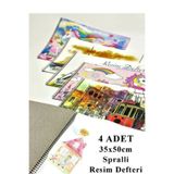 everart Resim Defteri 15 Yaprak 35x50 cm 4 Adet Spiralli Büyük Boy Resim Defteri Karton Kapak 110 gr