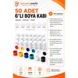 everart Toplam 50 Adet Boş Boya Kutusu 3ml Kapaklı, 6'lı Set, Tüm Boyalar Için
