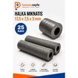 everart Yuvarlak Delikli Mıknatıs Mini 25 Adet 17,5x7,5x3 mm Mini Mıknatıs Seramik Kömür halka mıknatıs