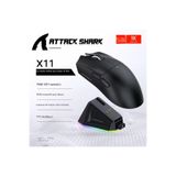 EverBox Attack Shark X11 SUPERLIGHT 22000 DPI PAW3311 Şarj İstasyonunlu Kablosuz Oyuncu Faresi 3Modlu Mouse