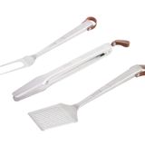 Everdure Barbekü Alet Seti - 3'lü Paket, Fırçalanmış Paslanmaz Çelik Maşa, Spatula ve Çatal, Yumuşak Saplı ve Deri Kayışlı, Düz Üst Izgara, Kömür ve Gazlı Izgara, Barbekü