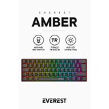 Everest Amber RGB TKL Siyah Red Switch Kablolu Mekanik Gaming Klavye