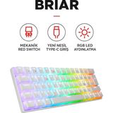 Everest Brıar Type-C Bağlantılı RGB Puding Tuşlu Mekanik Red Switch Türkçe Q Gaming Oyuncu Klavyesi Beyaz