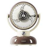 Everest FAN12 Kahve 1200 mAh 3 Hız Kademe Led Işıklı Retro Masaüstü USB Fan Şarjlı Vantilatör