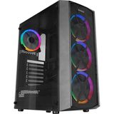 EVEREST FLAT MESH PSU YOK 4x12CM RGB FAN ATX TEMPERED GLASS 2xUSB2.0/1xUSB3.0 SİYAH MID TOWER GAMİNG KASA