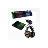 Everest Grup 4in1 Rgb Klavye Mause Razer Pad Kulaklık Esport Oyuncu Gaming Set 7.1 Oyuncu Kulaklıgı Profesyonel