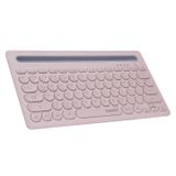 Everest KB-BT84 Bluetooth 5.0 Ultra İnce+Şarjlı Q Mac/Win/Android/Ios Tv-Telefonlara Uyumlu 10 Metre Mesafeli Sürekli Kullanımda 2.5 saat Şarjlı Tüm Akıllı Cihazlara Uyumlu Kablosuz klavye (Pembe/Gri)