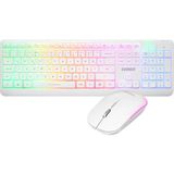 Everest KM-1500 Beyaz Kablosuz Şarj Edilebilir Rainbow Aydınlatmalı Q Multimedia Klavye + Mouse Set Klavye
