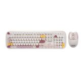 Everest KM-6284 Whisker Renkli Tuşlu Bej Kablosuz Q Klavye + Mouse Set