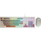 Everest Km-77 Runa Gri/krem/kahve USB Rainbow Aydınlatmalı Sessiz Q Klavye + Mouse Set