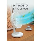 Everest Masaüstü Şarj Edilebilir 3 Kademeli 1200mah Bataryalı Beyaz Usb Fan Vantilatör