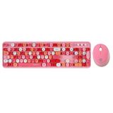 Everest Round KM-6282 Pembe Renkli Daktilo Yuvarlak Tuşlu Pembe Kablosuz Q Multimedia Klavye Mouse Seti