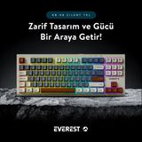 Everest Sılent Tkl Ultra Sessiz Rainbow Q Türkçe Klavye Membrane Oyuncu Klavyesi Beyaz/gri/kahve - Açık Mavi - Gri