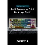 Everest SILENT TKL Ultra Sessiz Rainbow Q Türkçe Klavye Membrane Oyuncu Klavyesi Beyaz/Gri/Kahve