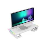 Everest ST1 4 USB Hub RGB Işıklı Katlanabilir Yükseklik Ayarlı Beyaz Monitör Standı Yükseltici Stand