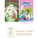 Everest Yayınları Ağustos Böceği ve Karınca + Şirinler ile Hikâyeli Boyama Kitabı - Şirine + Yaramaz Tavşan Masalı