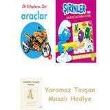 Everest Yayınları Ilk Kitaplarım - Araçlar (Ciltli) + Şirinler ile Hikayeli Boyama Kitabı - Şirinler Salatası + Yaramaz Tavşan Masalı