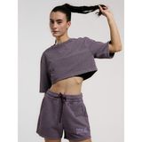 Everlast Bronx 1910 Oversize Mor Crop Kadın Tişört - XL - Koyu Mor