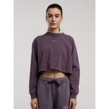 Everlast Bronx 1910 Oversize Mor Crop Uzun Kollu Kadın Tişört - XL - Koyu Mor