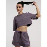 Everlast Bronx 1910 Oversize Turuncu Crop Kadın Tişört TW0014 Mor