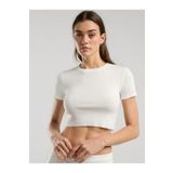 EVERLAST Ever Relaxed Rib Beyaz Kadın Crop Tişört