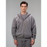 Everlast Giant Logo Oversize Koyu Gri Fermuarlı Erkek Sweatshirt