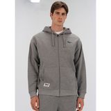 Everlast TM0102 429-Everlast Heritage Champs Koyu Gri Melanj Regular Fit Erkek Zip Ceket