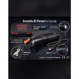 Everton RT-260 Lazer Seviyesinde Güçlü 60W 6000 Lümen El Feneri - Özel Koruma Çantalı