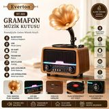 Everton Rt-601 Özel Plak Gramafon Tasarımlı Ledli Klasik Retro Nostalji Bluetooth/Usb/Sd/ Radyo Mp3 Player Müzik Kutusu