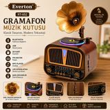 Everton Rt-602 Özel Plak Gramafon Tasarımlı Ledli Klasik Retro Nostalji Bluetooth/Usb/Sd/ Radyo Mp3 Player Müzik Kutusu