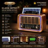Everton Rt-610 Klasik Retro Solar Güneş Enerjili Ledli Nostalji Bluetooth/Usb/Sd/ Radyo Mp3 Player Müzik Kutusu